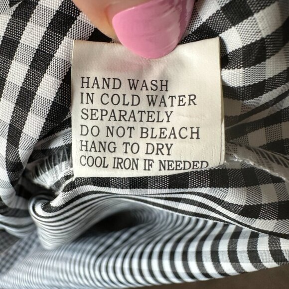 NWOT Roommates Off Shoulder Gingham Black and White 3/4" Puff Sleeve Top Size M - Picture 7 of 9